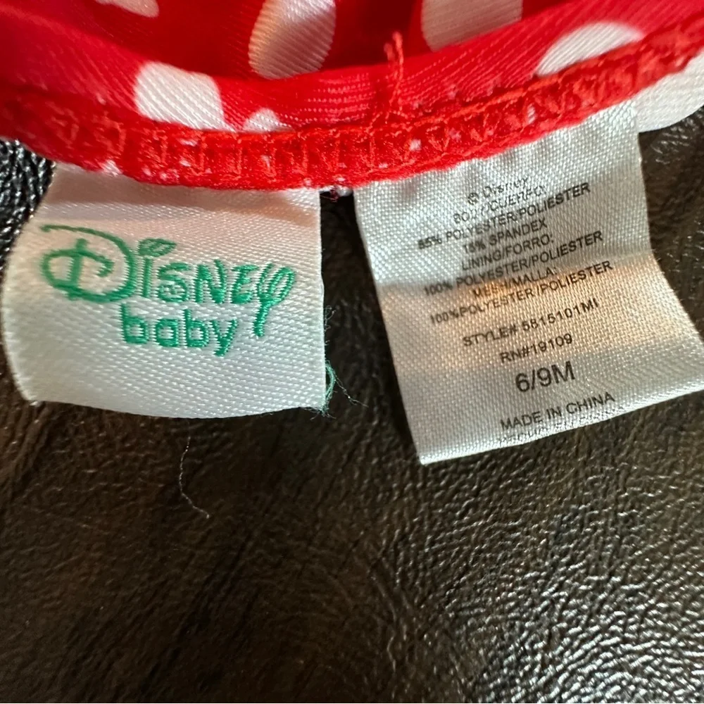 Disney Baby Red And White Minnie Mouse Ruffle Tutu Swimsuit Sz 6/9 Months